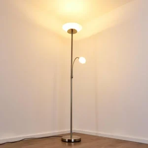 hofstein Lampadaire Gismaro Nickel mat, 3 lumières* Lampes Modernes