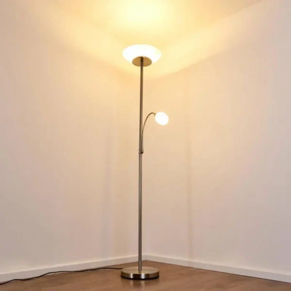 hofstein Lampadaire Gismaro Nickel mat, 3 lumières* Lampes Modernes