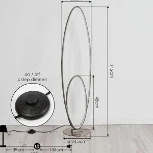 hofstein Lampadaire Harpeth LED Gris, 1 lumière* Lampes Modernes