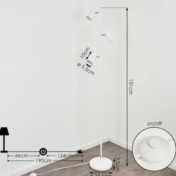 hofstein Lampadaire Javel Chrome, Blanc, 3 lumières* Lampes Modernes