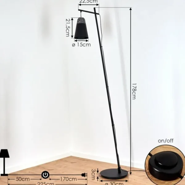 hofstein Lampadaire Juvansbo Noir, 1 lumière* Lampes Modernes