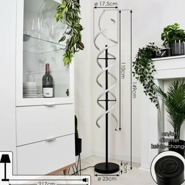 hofstein Lampadaire Khovet LED Noir, 1 lumière* Lampes Modernes