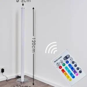 hofstein Lampadaire LED RGB Globo ROCKY Argenté, 1 lumière, Télécommandes, Changeur de couleurs* Lampes Modernes