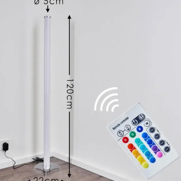 hofstein Lampadaire LED RGB Globo ROCKY Argenté, 1 lumière, Télécommandes, Changeur de couleurs* Lampes Modernes
