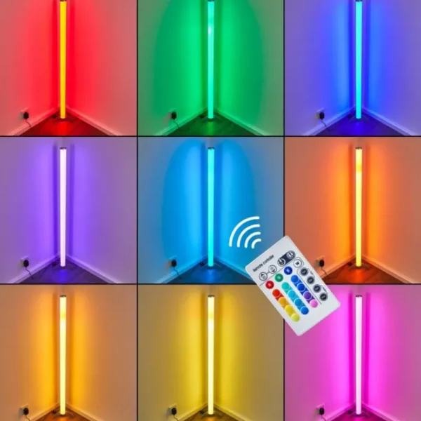 hofstein Lampadaire LED RGB Globo ROCKY Argenté, 1 lumière, Télécommandes, Changeur de couleurs* Lampes Modernes