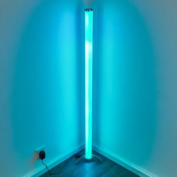 hofstein Lampadaire LED RGB Globo ROCKY Argenté, 1 lumière, Télécommandes, Changeur de couleurs* Lampes Modernes