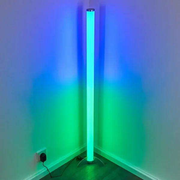 hofstein Lampadaire LED RGB Globo ROCKY Argenté, 1 lumière, Télécommandes, Changeur de couleurs* Lampes Modernes