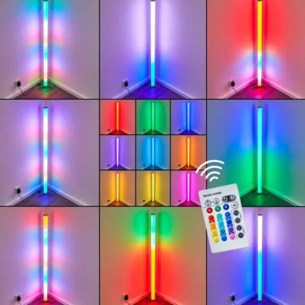 hofstein Lampadaire LED RGB Globo ROCKY Argenté, 1 lumière, Télécommandes, Changeur de couleurs* Lampes Modernes