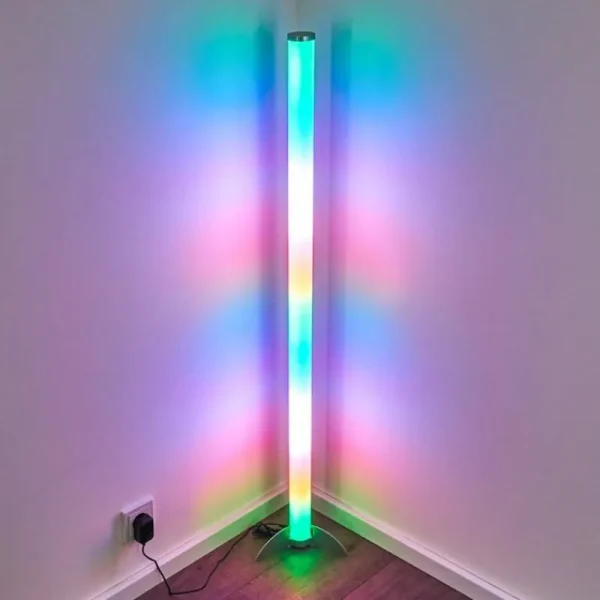 hofstein Lampadaire LED RGB Globo ROCKY Argenté, 1 lumière, Télécommandes, Changeur de couleurs* Lampes Modernes