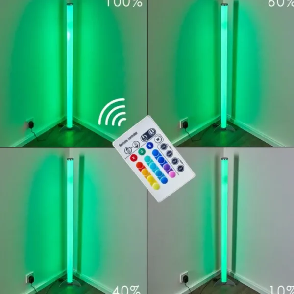 hofstein Lampadaire LED RGB Globo ROCKY Argenté, 1 lumière, Télécommandes, Changeur de couleurs* Lampes Modernes