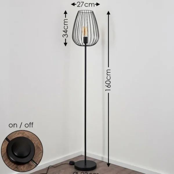 hofstein Lampadaire Luano Noir, 1 lumière* Lampes Modernes