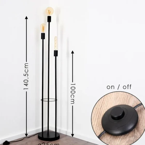 hofstein Lampadaire Maidford Noir, 3 lumières* Lampes Modernes