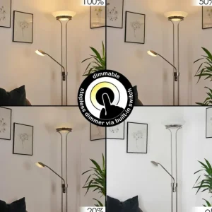 hofstein Lampadaire Mairoa LED Nickel mat, 2 lumières* Lampes Modernes