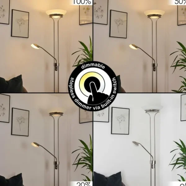 hofstein Lampadaire Mairoa LED Nickel mat, 2 lumières* Lampes Modernes