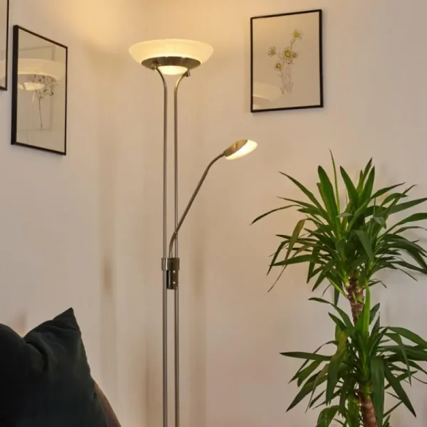 hofstein Lampadaire Mairoa LED Nickel mat, 2 lumières* Lampes Modernes