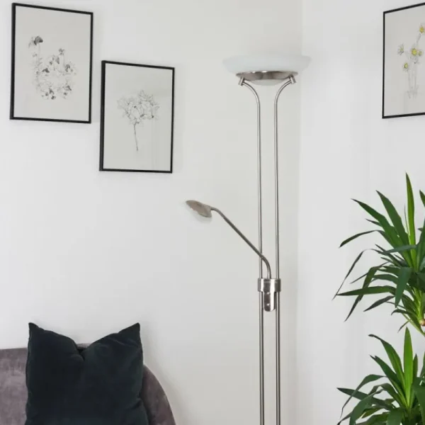 hofstein Lampadaire Mairoa LED Nickel mat, 2 lumières* Lampes Modernes
