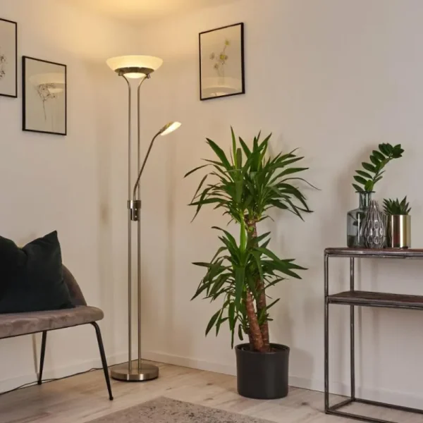 hofstein Lampadaire Mairoa LED Nickel mat, 2 lumières* Lampes Modernes