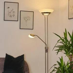 hofstein Lampadaire Mairoa LED Nickel mat, 2 lumières* Lampes Modernes