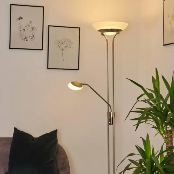hofstein Lampadaire Mairoa LED Nickel mat, 2 lumières* Lampes Modernes