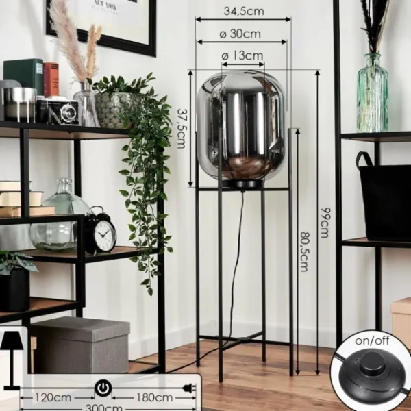 hofstein Lampadaire Manzano Noir, 1 lumière* Lampes Modernes