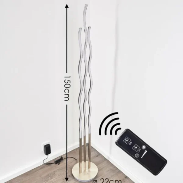 hofstein Lampadaire Mapleton LED Nickel mat, 3 lumières, Télécommandes* Lampes Modernes