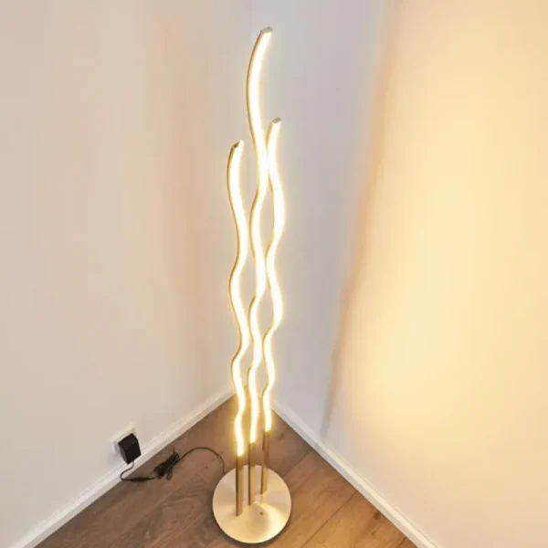 hofstein Lampadaire Mapleton LED Nickel mat, 3 lumières, Télécommandes* Lampes Modernes