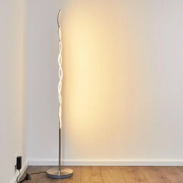 hofstein Lampadaire Mapleton LED Nickel mat, 3 lumières, Télécommandes* Lampes Modernes