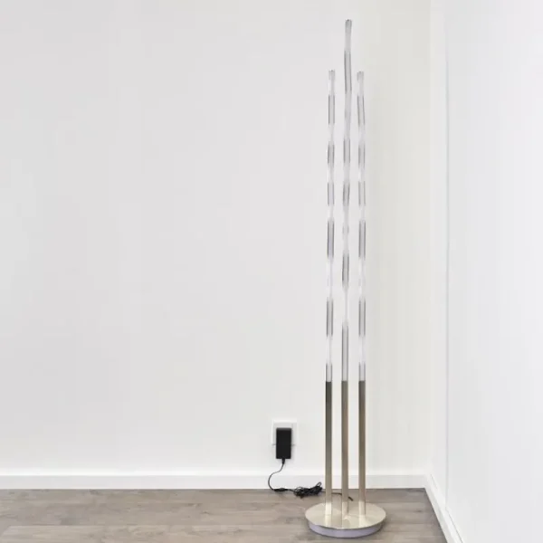 hofstein Lampadaire Mapleton LED Nickel mat, 3 lumières, Télécommandes* Lampes Modernes