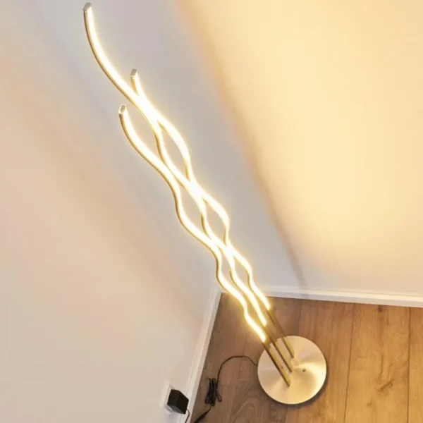 hofstein Lampadaire Mapleton LED Nickel mat, 3 lumières, Télécommandes* Lampes Modernes