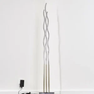 hofstein Lampadaire Mapleton LED Nickel mat, 3 lumières, Télécommandes* Lampes Modernes
