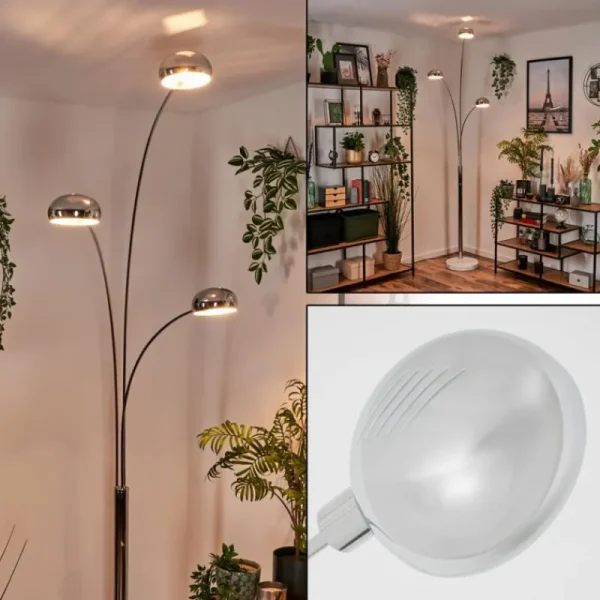 hofstein Lampadaire Nikkala Chrome, 3 lumières* Lampes Modernes