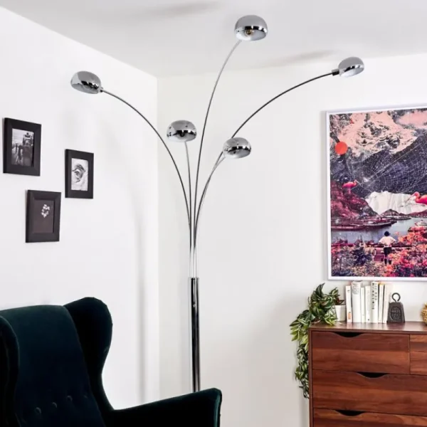 hofstein Lampadaire Nikkala Chrome, Blanc, 5 lumières* Lampes En Verre