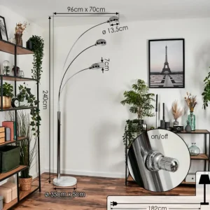 hofstein Lampadaire Nikkala Chrome, 3 lumières* Lampes Modernes