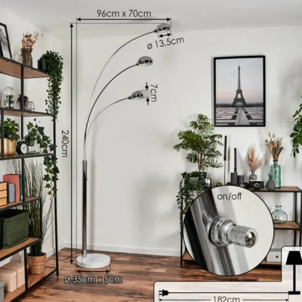 hofstein Lampadaire Nikkala Chrome, 3 lumières* Lampes Modernes