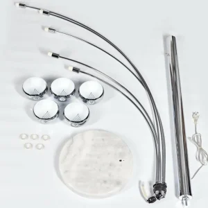 hofstein Lampadaire Nikkala Chrome, Blanc, 5 lumières* Lampes En Verre