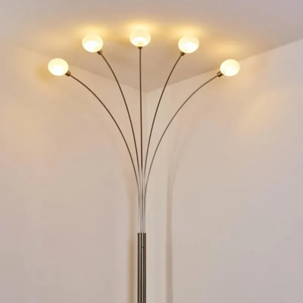 hofstein Lampadaire Nikkala Nickel mat, 5 lumières* Lampes En Verre