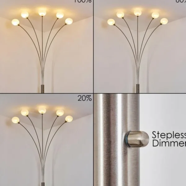 hofstein Lampadaire Nikkala Nickel mat, 5 lumières* Lampes En Verre