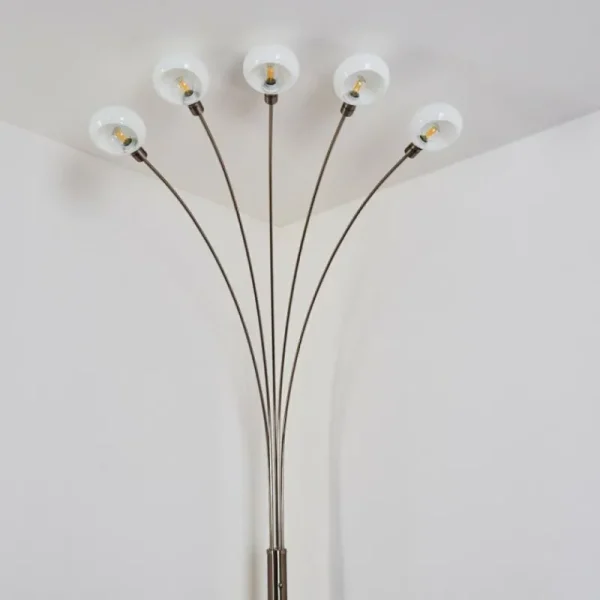 hofstein Lampadaire Nikkala Nickel mat, 5 lumières* Lampes En Verre