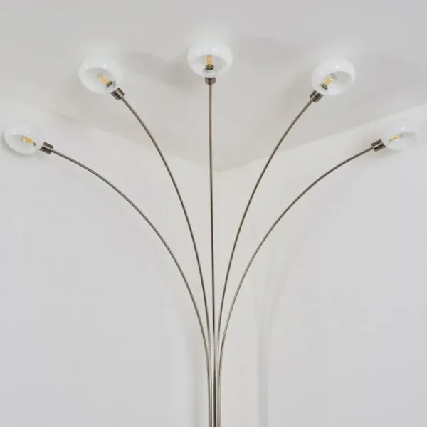 hofstein Lampadaire Nikkala Nickel mat, 5 lumières* Lampes En Verre