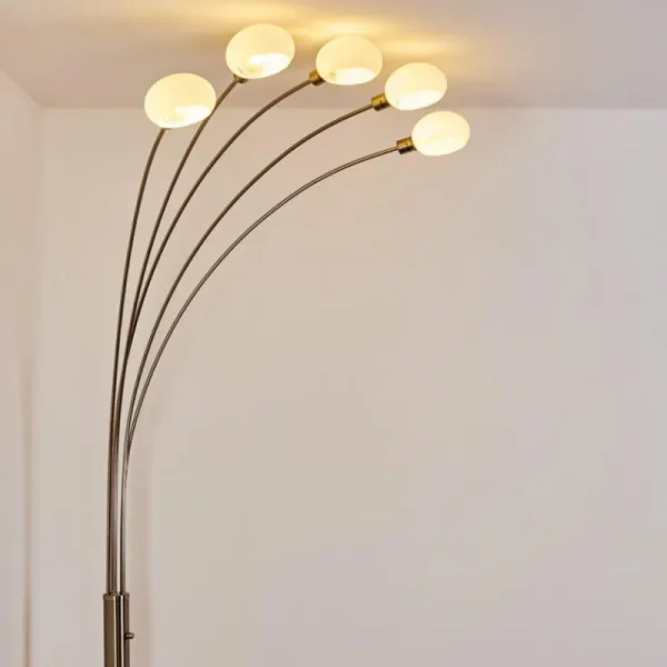 hofstein Lampadaire Nikkala Nickel mat, 5 lumières* Lampes En Verre
