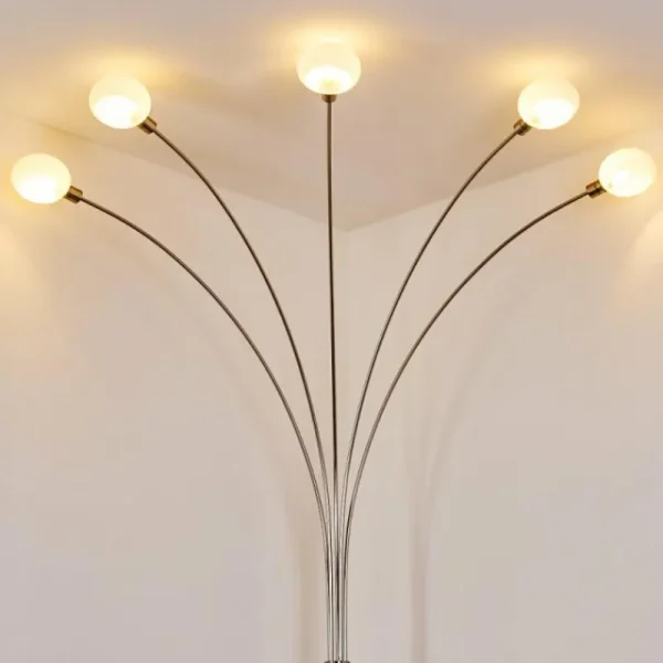 hofstein Lampadaire Nikkala Nickel mat, 5 lumières* Lampes En Verre