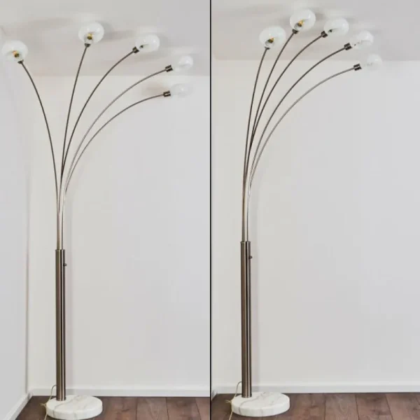 hofstein Lampadaire Nikkala Nickel mat, 5 lumières* Lampes En Verre