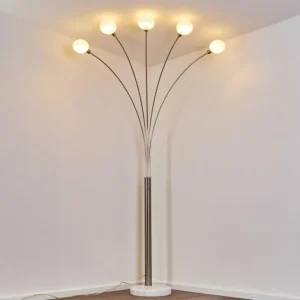 hofstein Lampadaire Nikkala Nickel mat, 5 lumières* Lampes En Verre