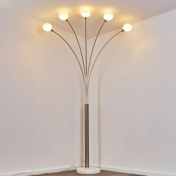 hofstein Lampadaire Nikkala Nickel mat, 5 lumières* Lampes En Verre