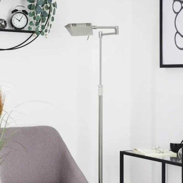 hofstein Lampadaire Norrlida LED Nickel mat, 1 lumière* Lampes Modernes
