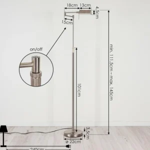 hofstein Lampadaire Norrlida LED Nickel mat, 1 lumière* Lampes Modernes