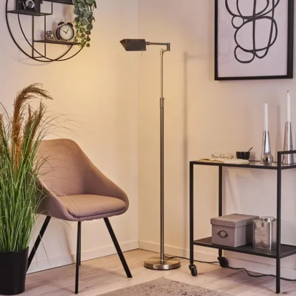 hofstein Lampadaire Norrlida LED Nickel mat, 1 lumière* Lampes Modernes