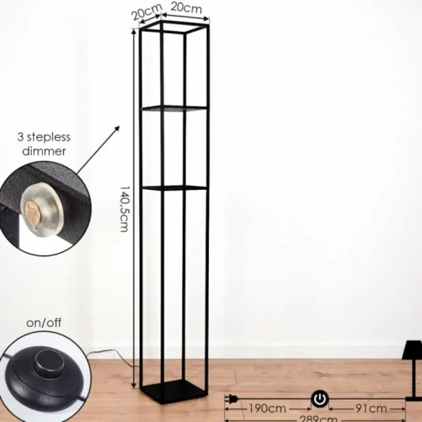 hofstein Lampadaire Ranquile LED Noir, 4 lumières* Lampes Modernes