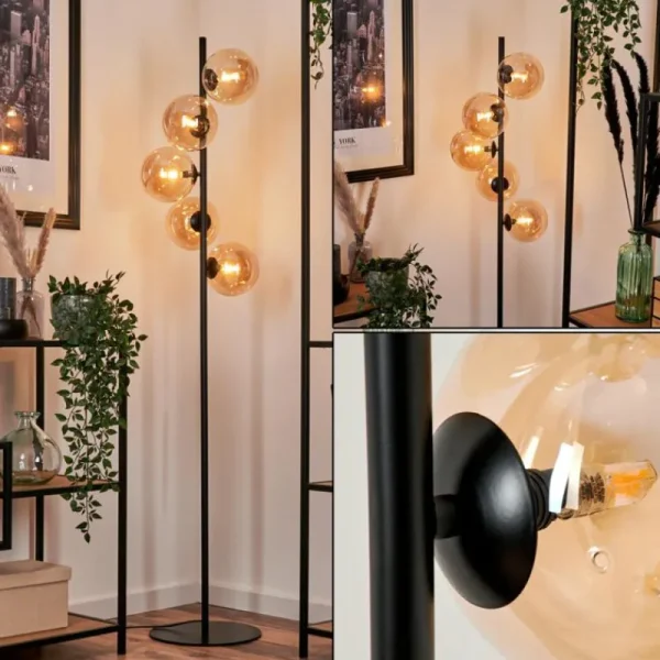 hofstein Lampadaire Remaisnil Ambre, 5 lumières* Lampes En Verre