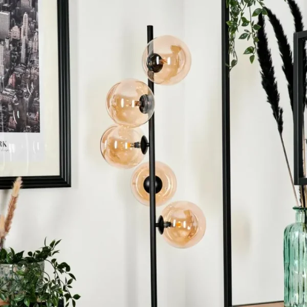 hofstein Lampadaire Remaisnil Ambre, 5 lumières* Lampes En Verre